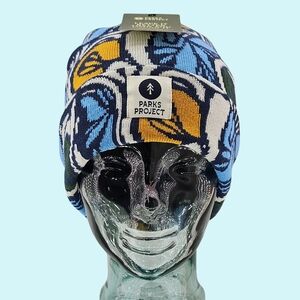 Parks Project Hat Beanie Wonderland Blue Yellow Knit Recycled Colorful Outdoor